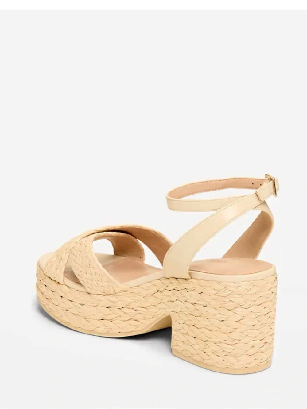 Neutral Raffia Platform Sandals with Ankle Strap